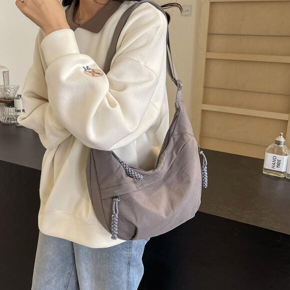 Gray Nylon Crossbody Bag for Women & Men, Travel Tote, Stylish and Secure, Multi - Picture 3 of 9